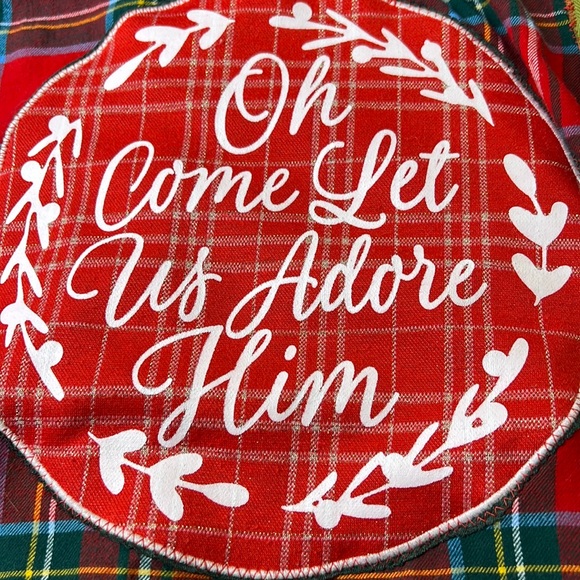⭐️Adorned Crown Textile altered custom flannel Oh Come let us Adore Him shirt - Picture 11 of 12